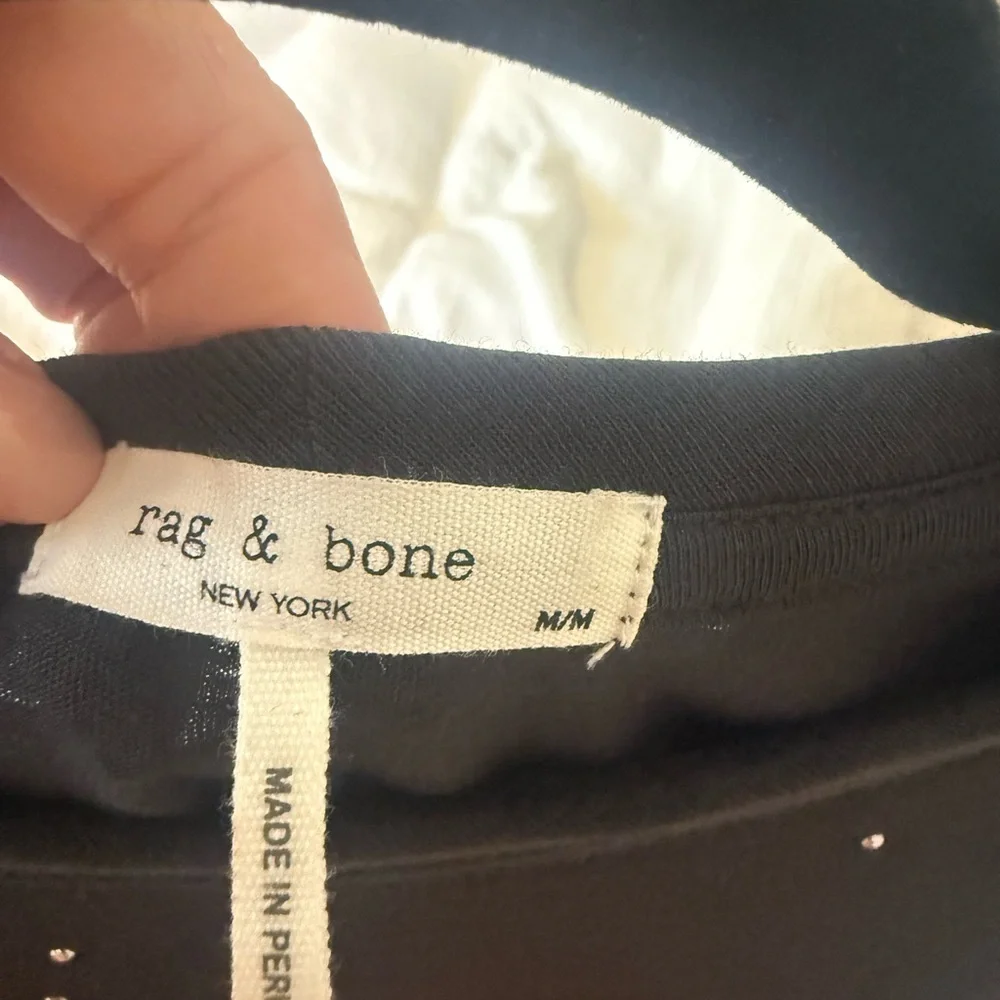 Rag & Bone Black Studded Short Sleeve Tee - Picture 3 of 3